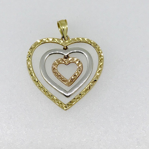 Jewelry - NWT 10kt yellow, white, rose gold heart pendant